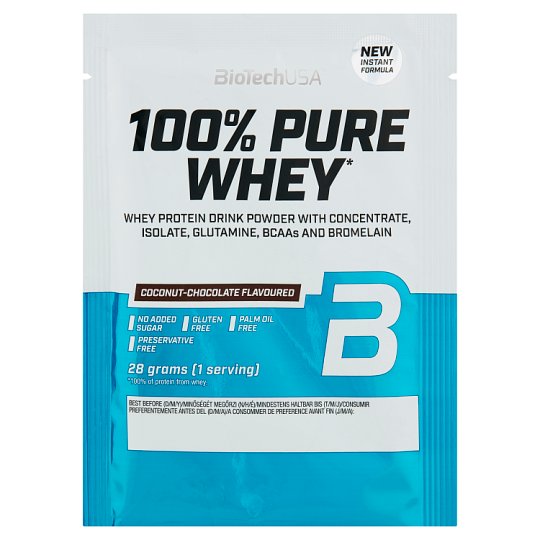 BioTechUSA 100 Pure Whey Protein Drink Powder with CoconutChocolate Flavoured 28 g Tesco