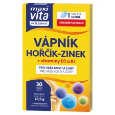 MaxiVita Vaše Zdraví Calcium, Magnesium, Zinc + Vitamins D3 and K1 30 Tablets 28.5 g
