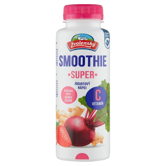 Zvolenský Super Smoothie jogurtový nápoj s príchuťou červená repa, jahoda, zázvor 280 g