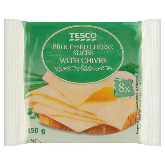 Tesco Processed Cheese Slices with Chives 8 x 18.75 g (150 g)