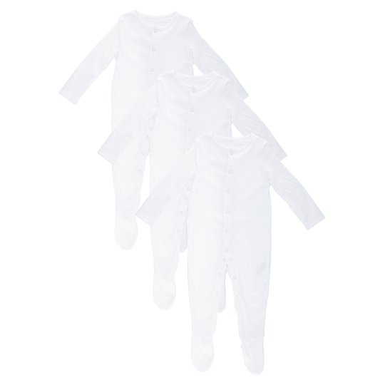 image 1 of F&F Baby Sleepsuit White, 3 Pack, Size from 3 Months