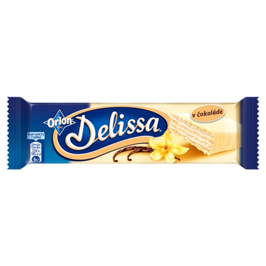 ORION Delissa oblátka s náplňou s vanilkovou príchuťou máčaná v bielej čokoláde 33 g