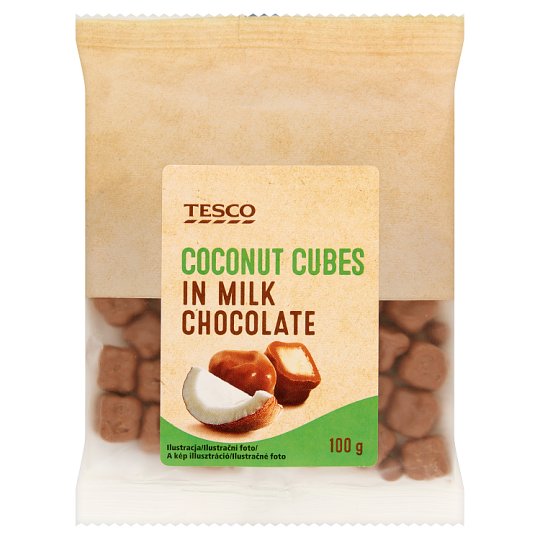 Tesco Kokosové kocky v mliečnej čokoláde 100 g