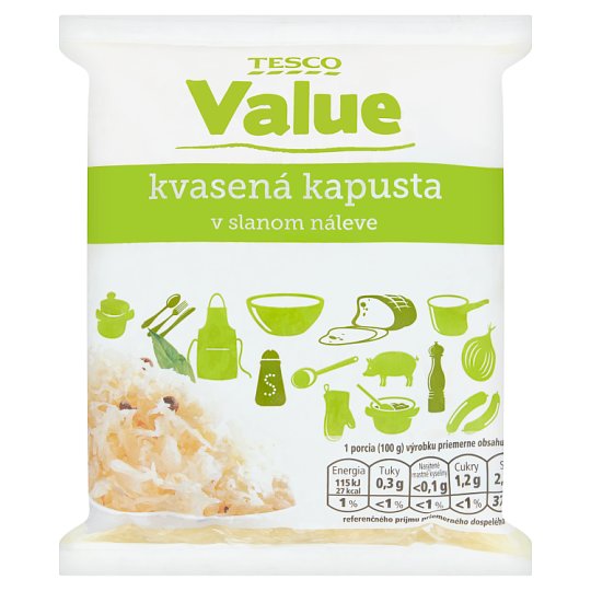 Tesco Value Kvasená kapusta v slanom náleve 1 kg
