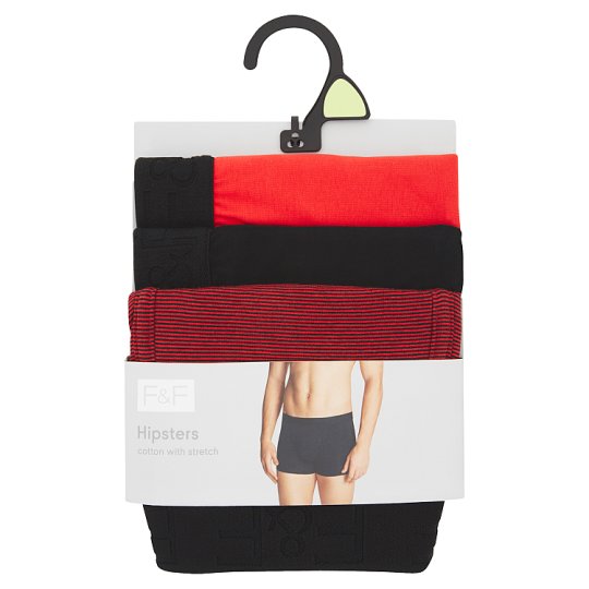 F&F Boxerky so zníženým pásom 3 kusy v balení, M, Červená a čierna