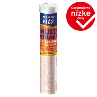 MaxiVita Multivitamín 10 vitamínov + guarana príchuť pomaranč 24 šumivých tabliet 72 g