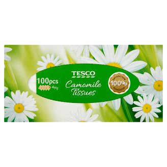 Tesco Papierové vreckovky s rumančekom 4-vrstvové 100 ks