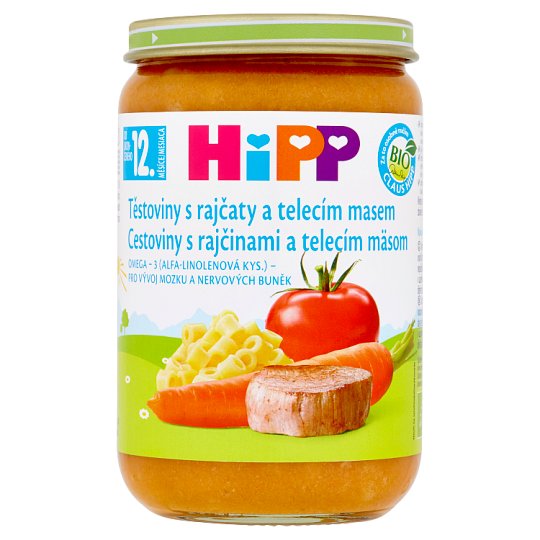 HiPP Bio cestoviny s rajčinami a teľacím mäsom 220 g