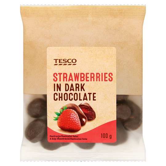 Tesco Kandizované jahody v horkej čokoláde 100 g