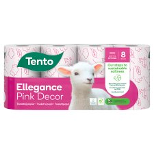 Tento Ellegance Pink Decor Toilet Paper 3 Ply 8 Rolls