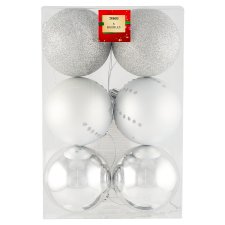 Tesco Silver Gray Baubles 80 mm 6 pcs