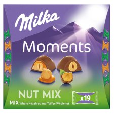 Milka Moments Nut Mix Box of Chocolates, Mix of Pralines with Whole Nuts 169 g