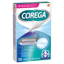 Corega Whitening čistiace tablety 4v1 na zubné náhrady 30 tabliet