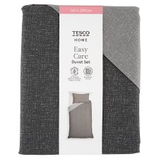 Tesco Home Easy Care Black Duvet Set 140 x 200 cm