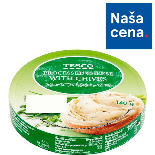 Tesco Roztierateľný tavený syr s pažítkou 8 x 17,5 g