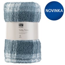 F&F Home Teddy Check Throw Blue Blanket 130 x 180 cm