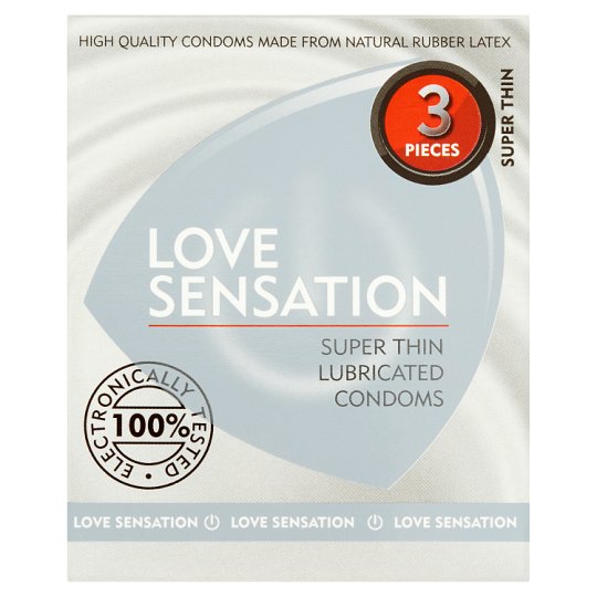 Love Sensation Super tenké lubrikované prezervatívy 3 ks