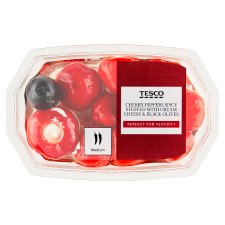 Tesco Cherry Peppers Spicy Stuffed with Cream Cheese & Black Olives 150 g