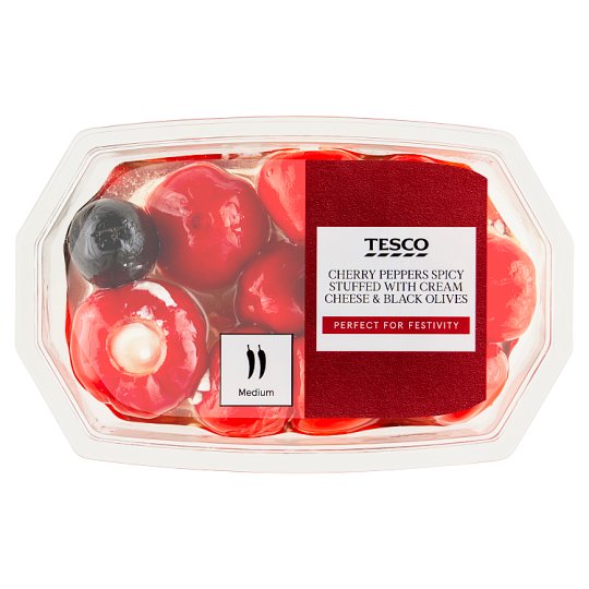 Perla Cherry Peppers Spicy Stuffed with Cream Cheese & Black Olives 150 g