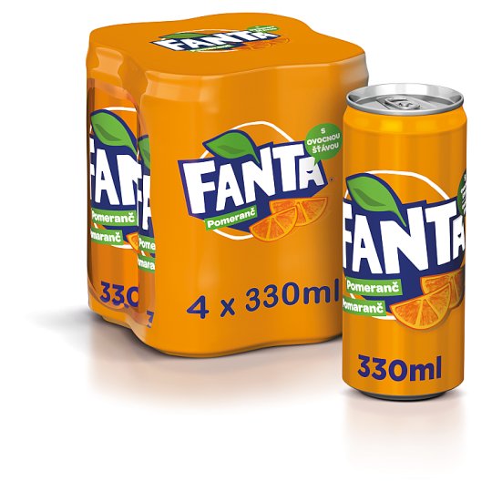Fanta, pomarančová limonáda, 4 x 330 ml