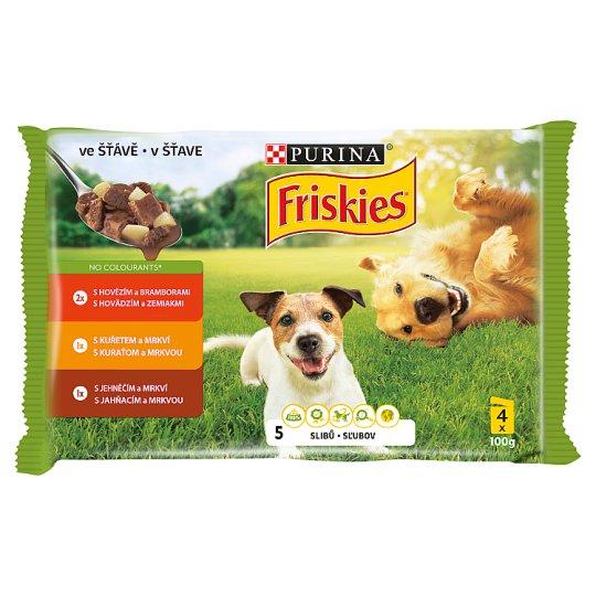 FRISKIES PES VITAFIT výber s hovädzím, kuraťom a jahňacím v šťave 4 x 100 g