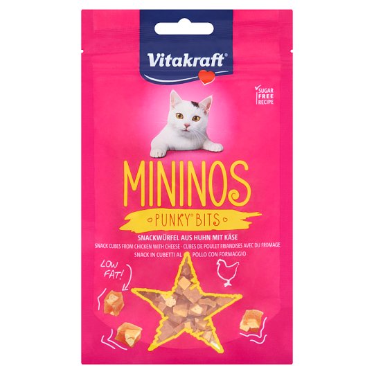 Vitakraft Mininos Punky Bits lahodné kocky z kuracieho mäsa so syrom 40 g