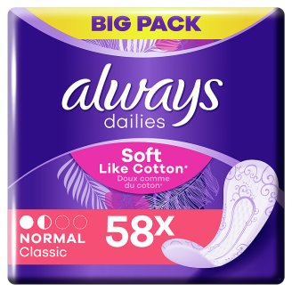Always Dailies Soft Like Cotton Normal Intímky 58 Kusov