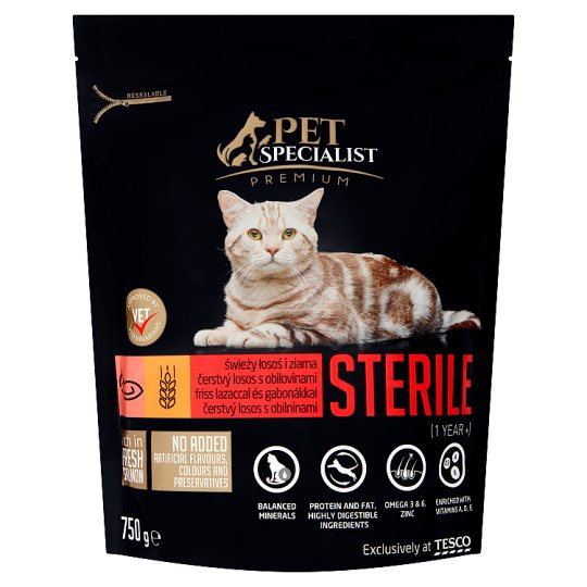 Tesco Pet Specialist Premium Sterile čerstvý losos s obilninami 750 g