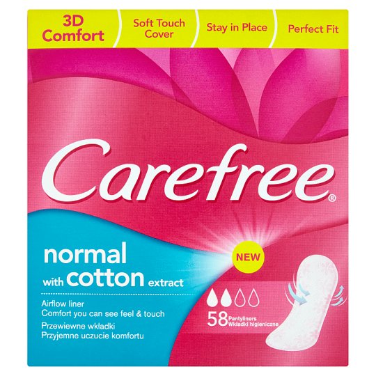 Carefree Normal slipové vložky s výťažkom z bavlny 58 ks