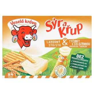 Veselá kráva Sýr a Křup Tavený syr a trvanlivé celozrnné pečivo 4 x 35 g