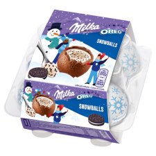 Milka Snowballs Oreo, Milk Chocolate, Milk Filling and Oreo Cookies Pieces 4 x 28 g (112 g)