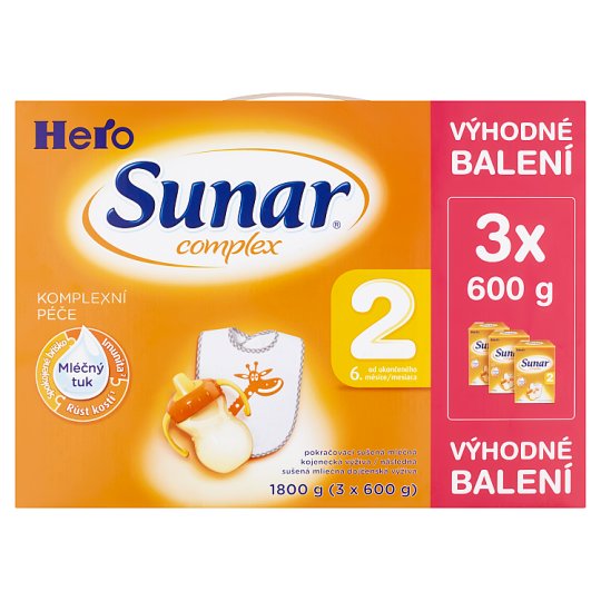 Sunar Complex 2 následná sušená mliečna dojčenská výživa 3 x 600 g