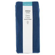 Tesco Home Easy Care Dark Blue Jersey Sheet 160 x 200 cm