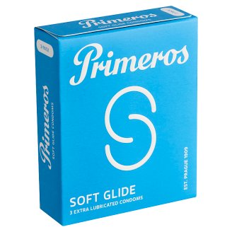 Primeros Soft Glide extra tenké kondómy so zvýšenou dávkou lubrikácie a sviežou vôňou, 3 ks