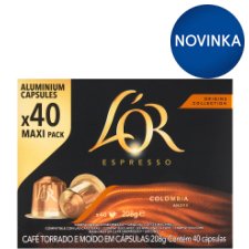 L'OR Espresso Colombia Andes Roasted Ground Coffee 40 Capsules 208 g