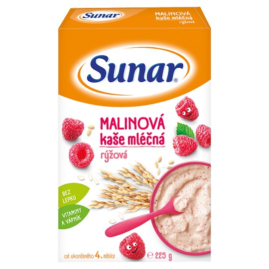Sunárek Malinová kašička mliečna ryžová 225 g
