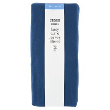 Tesco Home Easy Care Dark Blue Jersey Sheet 180 x 200 cm