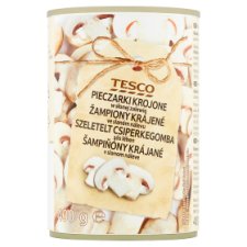 Tesco Šampiňóny krájané v slanom náleve 400 g