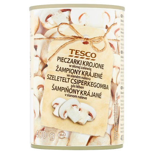 Tesco Šampiňóny krájané v slanom náleve 400 g