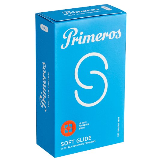 Primeros Soft Glide extra tenké kondómy so zvýšenou dávkou lubrikácie a sviežou vôňou, 12 ks