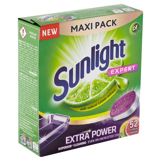 Sunlight All in 1 Extra Power Citrus Fresh tablety do umývačky riadu 52 ks 910 g