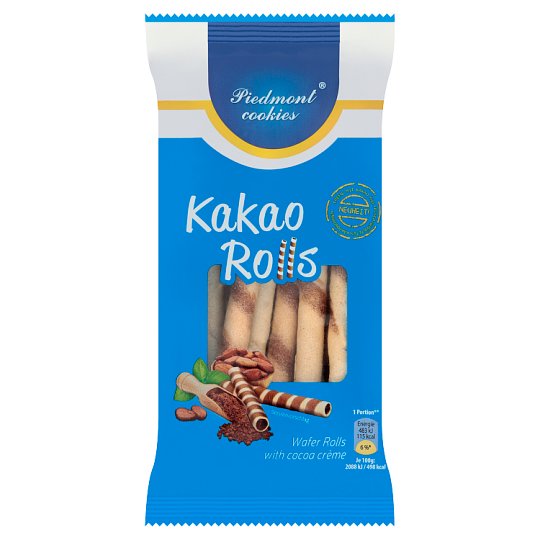 Piedmont Cookies Trubičky plnené náplňou s kakaovou príchuťou 160 g