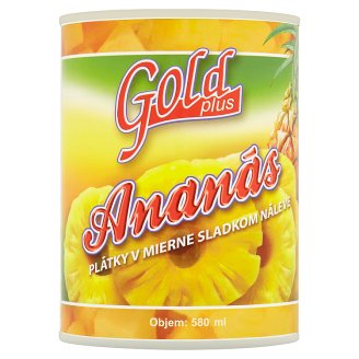 Gold Plus Ananás plátky v mierne sladkom náleve 565 g