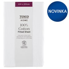 Tesco Home White Fitted Cotton Sheet 100 x 200 cm