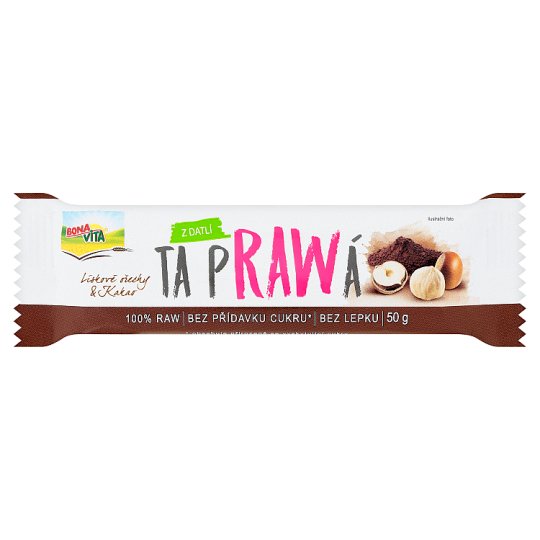Bona Vita Ta Prawá Raw tyčinka s lieskovými orechmi a kakaom 50 g