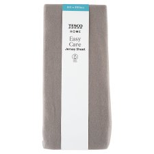 Tesco Home Easy Care Grey Jersey Sheet 160 x 200 cm