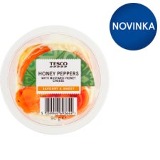 Tesco Marinovaná žltá paprika plnená čerstvým syrom s horčicou a medom 90 g