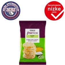 Tesco Free From Kukuričné chlebíčky so smotanovou a cibuľovou príchuťou 60 g