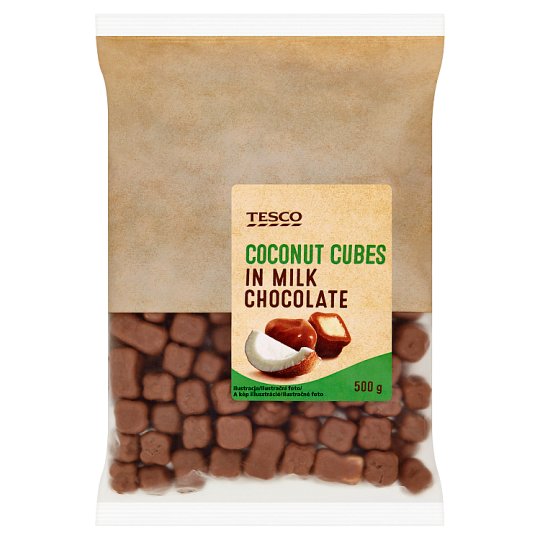 Tesco Kokosové kocky v mliečnej čokoláde 500 g