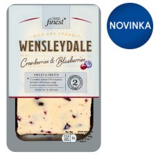 Tesco Finest Wensleydale tvrdý plnotučný syr so sladenými sušenými brusnicami a čučoriedkami 200 g